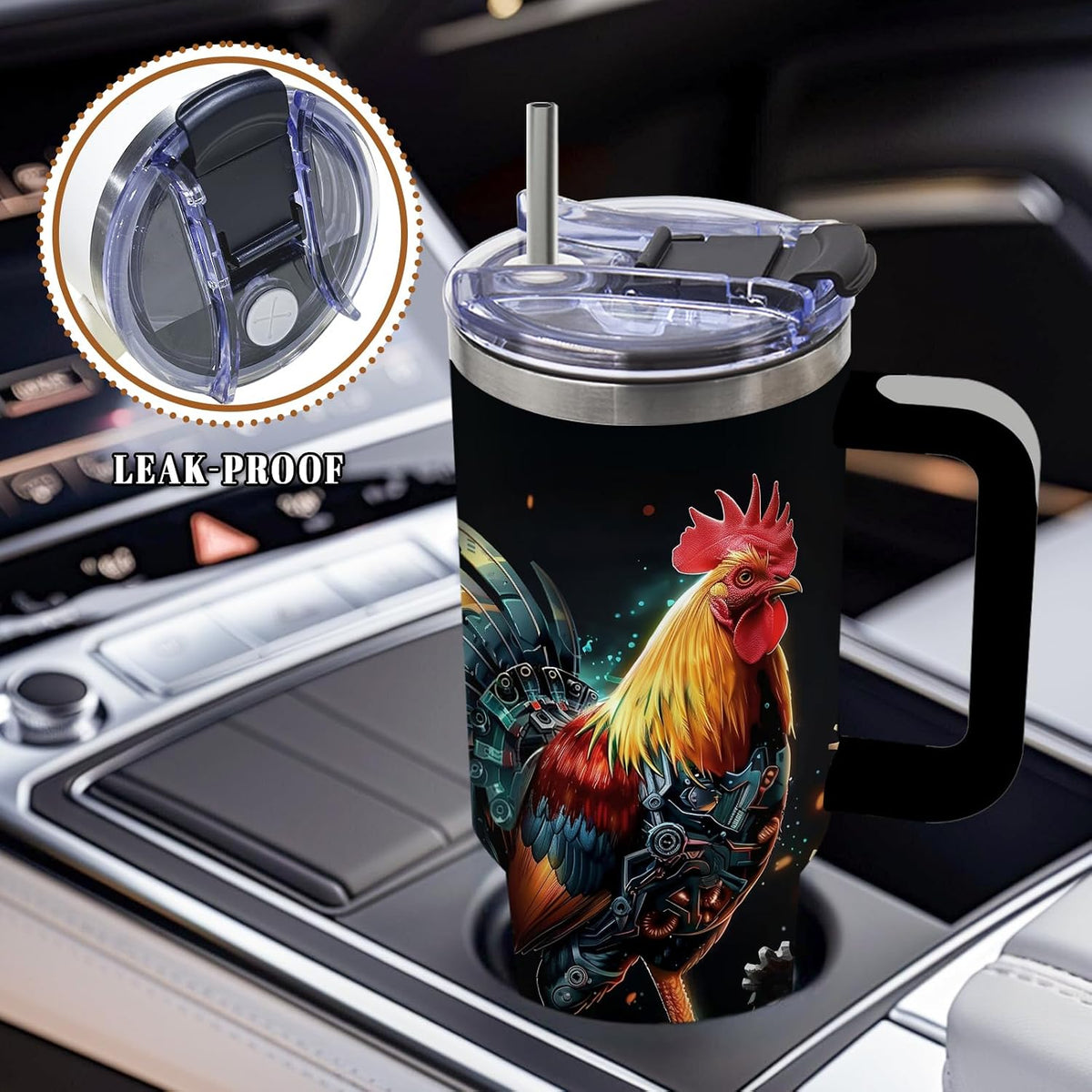 Wolf Tumbler 40oz, Insulated Wolf Cup Gifts for Man | Wolves Tumbler with Pine Trees Leakproof, Animal Print Water Bottle for Dad, Fathers Day Ideal Gifts for Wolf Lovers, 1 Pack