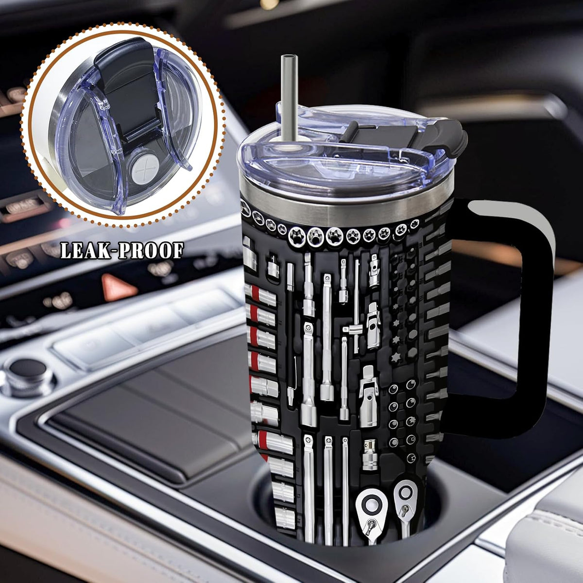 Wolf Tumbler 40oz, Insulated Wolf Cup Gifts for Man | Wolves Tumbler with Pine Trees Leakproof, Animal Print Water Bottle for Dad, Fathers Day Ideal Gifts for Wolf Lovers, 1 Pack