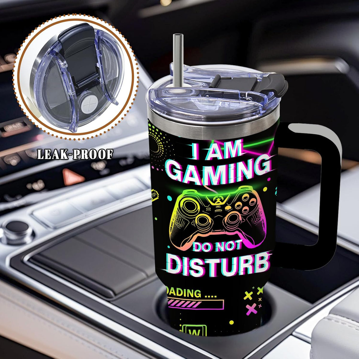 Wolf Tumbler 40oz, Insulated Wolf Cup Gifts for Man | Wolves Tumbler with Pine Trees Leakproof, Animal Print Water Bottle for Dad, Fathers Day Ideal Gifts for Wolf Lovers, 1 Pack