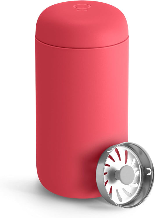 12 oz Carter Move Travel Mug - Vacuum-Insulated Stainless Steel Travel Coffee Mug - Coffee Tumbler with Ceramic Interior and Splash Guard - Coral Crush