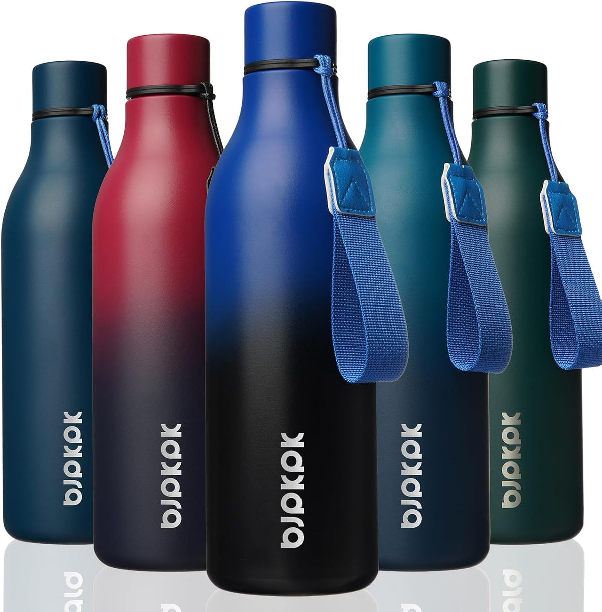 18oz Insulated Water Bottle, Stainless Steel Bottle with Carry Strap | Keep Cold & Hot Vacuum Insulation, Leak-Proof BPA-Free Design, Slim Bottle Fits Most Cup Holders for Gym, Office & Travel - Colors A