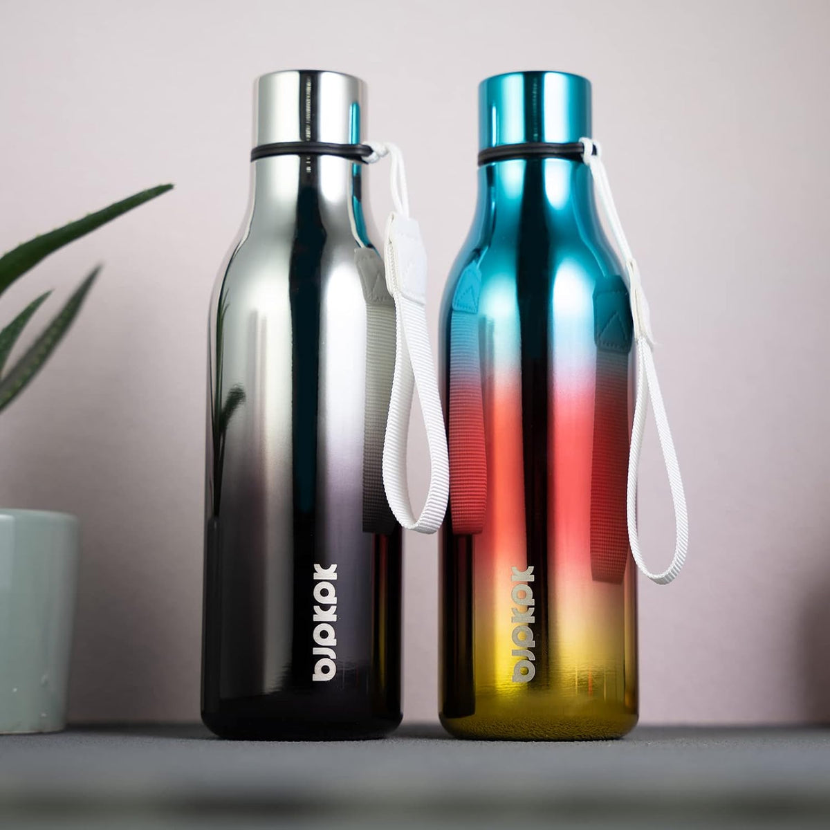 18oz Insulated Water Bottle, Stainless Steel Bottle with Carry Strap | Keep Cold & Hot Vacuum Insulation, Leak-Proof BPA-Free Design, Slim Bottle Fits Most Cup Holders for Gym, Office & Travel - Colors A