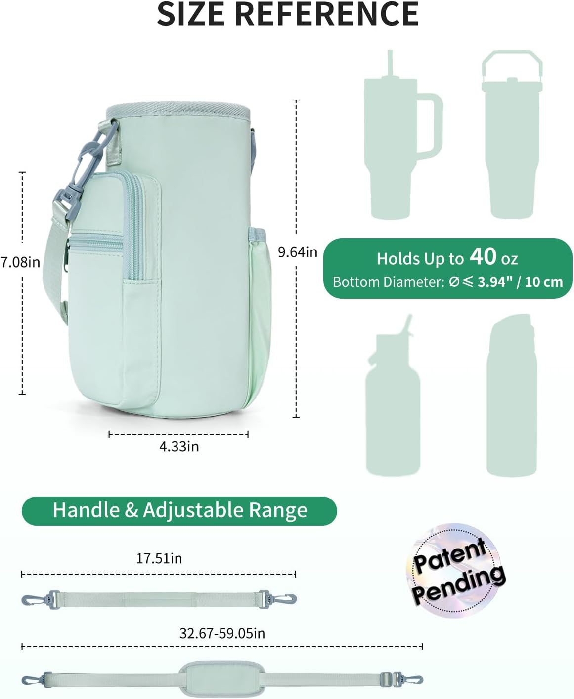 30/40oz Crossbody Water Bottle Holder Anti-Tip Tumbler Carrier