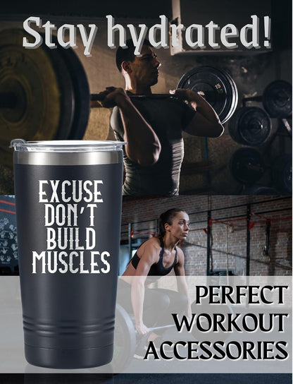 Cool Gym Workout Gifts for Men, Guys, Lovers, Personal Trainer, 20oz Stainless Steel Tumbler with Lid Straw for Christmas, Birthday - Muscles Laser