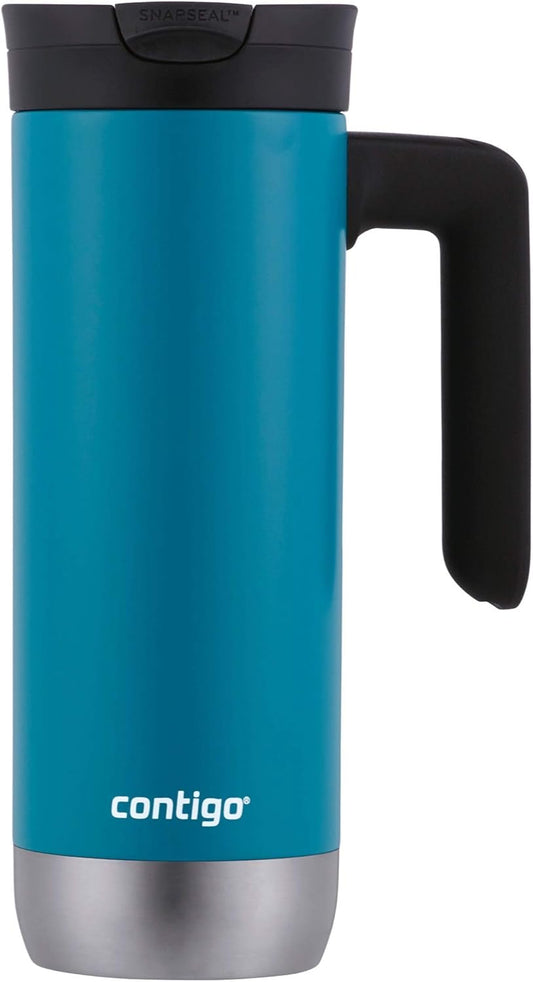 Superior 2.0 Stainless Steel Travel Mug with Handle Leak-Proof Lid Double-Wall Insulation for Hot & Cold Beverages, 20oz ,Dark Ice, Ideal for Commuting and Travel