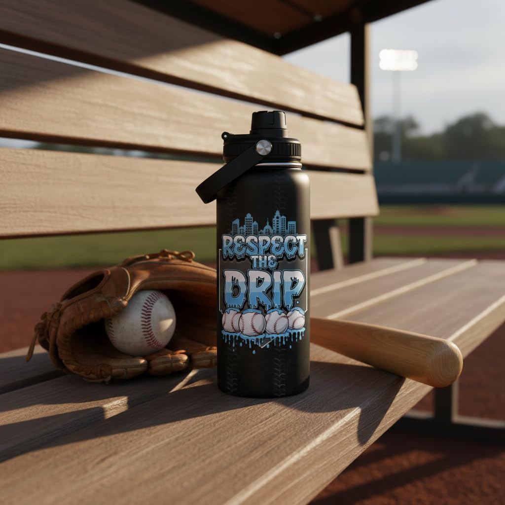 Pickleball Water Bottle 32oz | Insulated Stainless Steel Travel Tumbler with Lid Leak-Proof Keep Hot or Cold, BPA-Free |Dink Responsibly Gifts for Pickleball Lovers