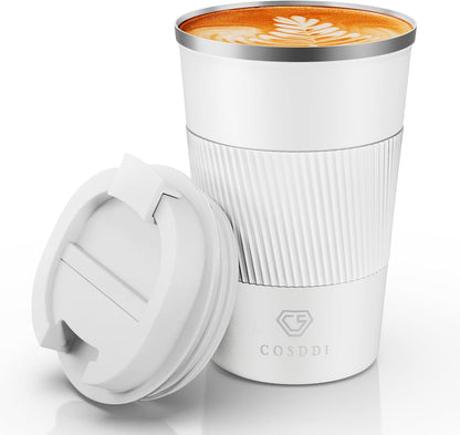 CS COSDDI 12 oz Coffee mug - Stainless Steel Coffee Cup with Leakproof Lid