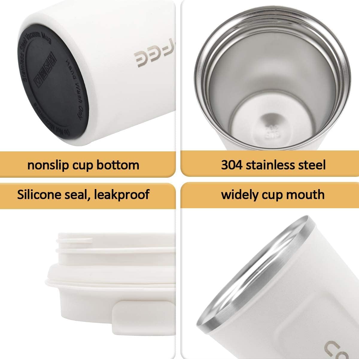 CS COSDDI 12 oz Coffee mug - Stainless Steel Coffee Cup with Leakproof Lid