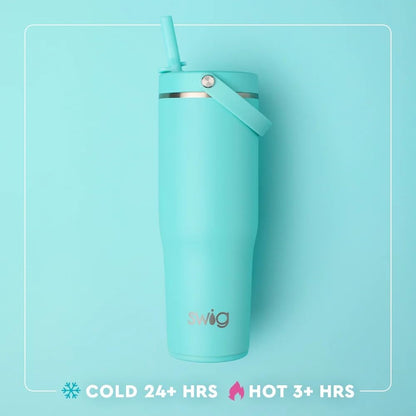 30oz Leakproof To-Go Tumbler with Handle, Sage Mist | Leakproof Lid - Triple Insulated Stainless Steel - Handle & Straw Included - Cup Holder Friendly - Dishwasher Safe