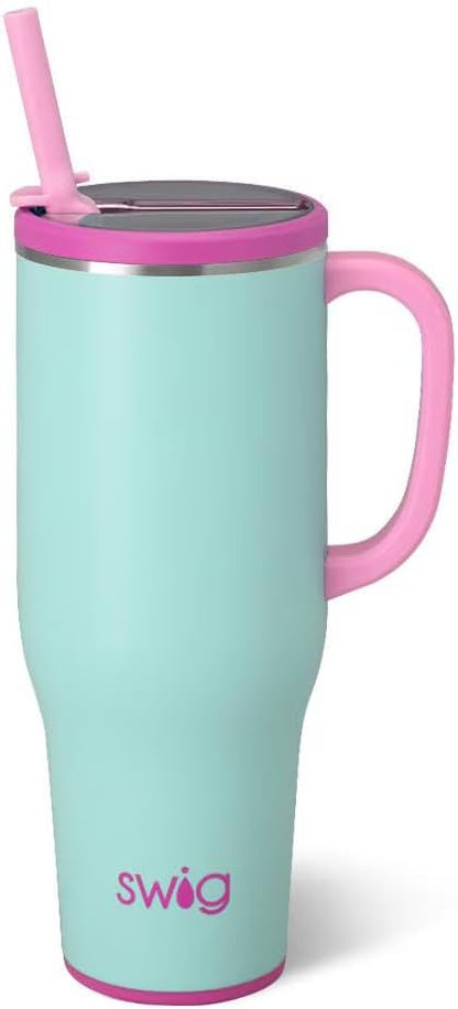 30oz Leakproof To-Go Tumbler with Handle, Sage Mist | Leakproof Lid - Triple Insulated Stainless Steel - Handle & Straw Included - Cup Holder Friendly - Dishwasher Safe