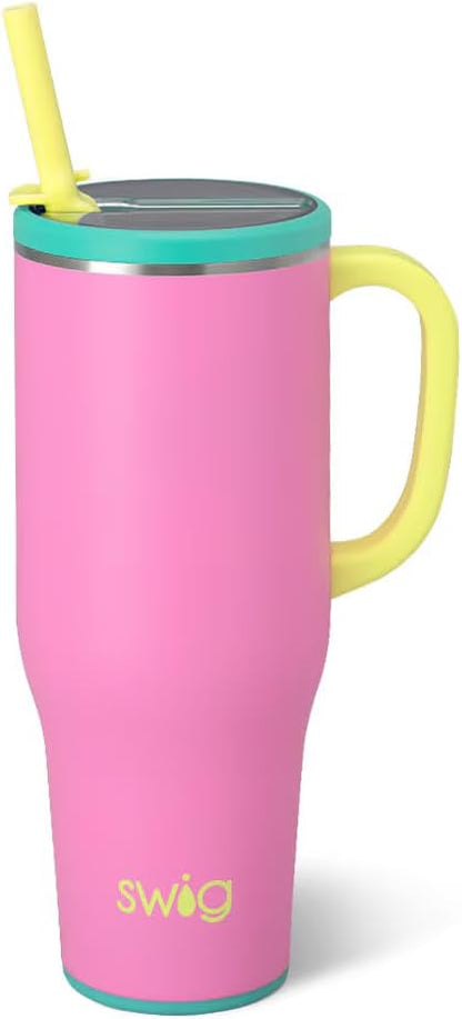 30oz Leakproof To-Go Tumbler with Handle, Sage Mist | Leakproof Lid - Triple Insulated Stainless Steel - Handle & Straw Included - Cup Holder Friendly - Dishwasher Safe
