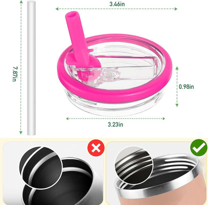 2 Pack 30 oz Tumbler Flip Straw Lid Replacement Compatible for Stanley Quencher, Leak Proof Lid Replacement for 30 OZ Stanley H2.0 FlowState Tumbler,Spill Proof Splash Reusable (Transparent Cream)