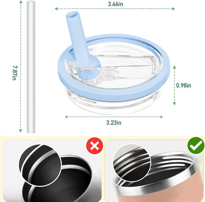 2 Pack 30 oz Tumbler Flip Straw Lid Replacement Compatible for Stanley Quencher, Leak Proof Lid Replacement for 30 OZ Stanley H2.0 FlowState Tumbler,Spill Proof Splash Reusable (Transparent Cream)
