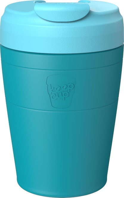 Commuter Travel Mug - Insulated Stainless Steel Reusable Coffee Cup with Spillproof Flip Lid - 16oz/454ml - Electric Blue