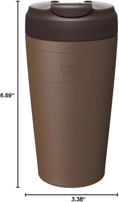 Commuter Travel Mug - Insulated Stainless Steel Reusable Coffee Cup with Spillproof Flip Lid - 16oz/454ml - Electric Blue