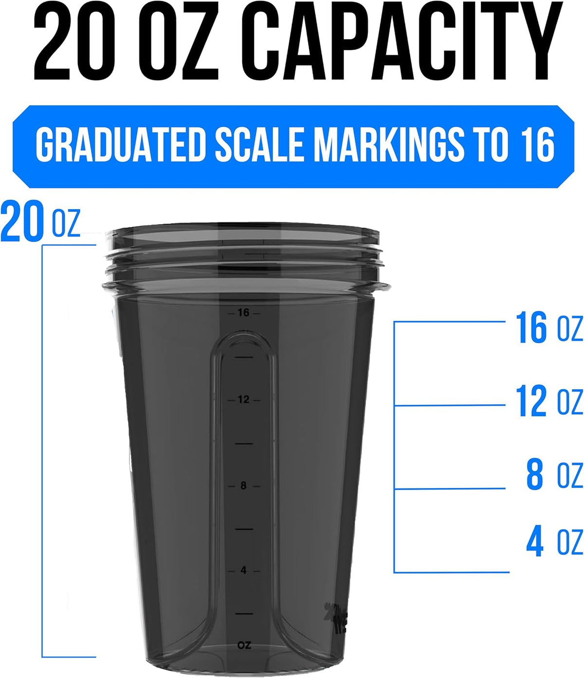 2 Pack 20oz Protein Shaker Bottle for Protein Mixes, Black/Transpar