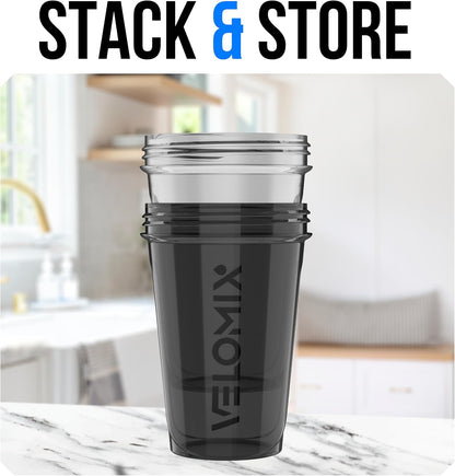 2 Pack 20oz Protein Shaker Bottle for Protein Mixes, Black/Transpar