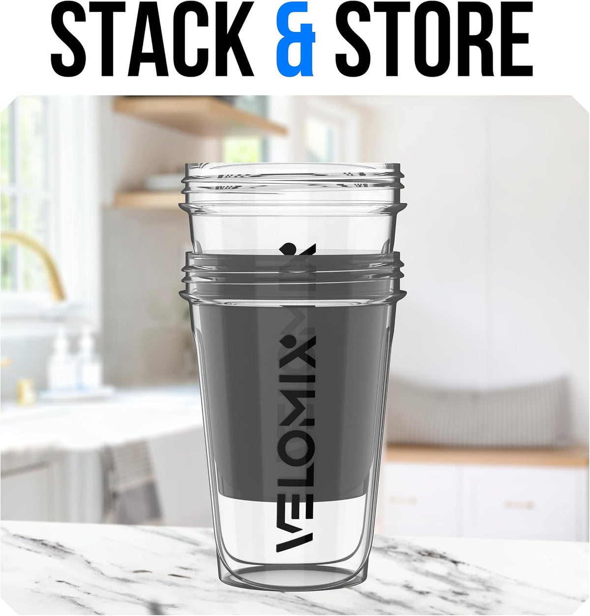 2 Pack 20oz Protein Shaker Bottle for Protein Mixes, Black/Transpar