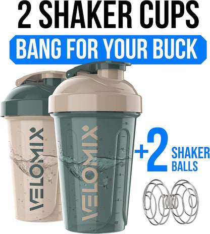2 Pack 20oz Protein Shaker Bottle for Protein Mixes, Black/Transpar