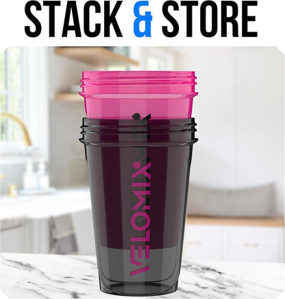 2 Pack 20oz Protein Shaker Bottle for Protein Mixes, Black/Transpar