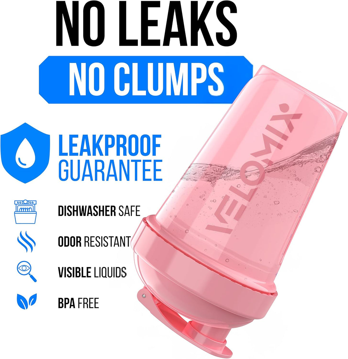 2 Pack 20oz Protein Shaker Bottle for Protein Mixes, Black/Transpar