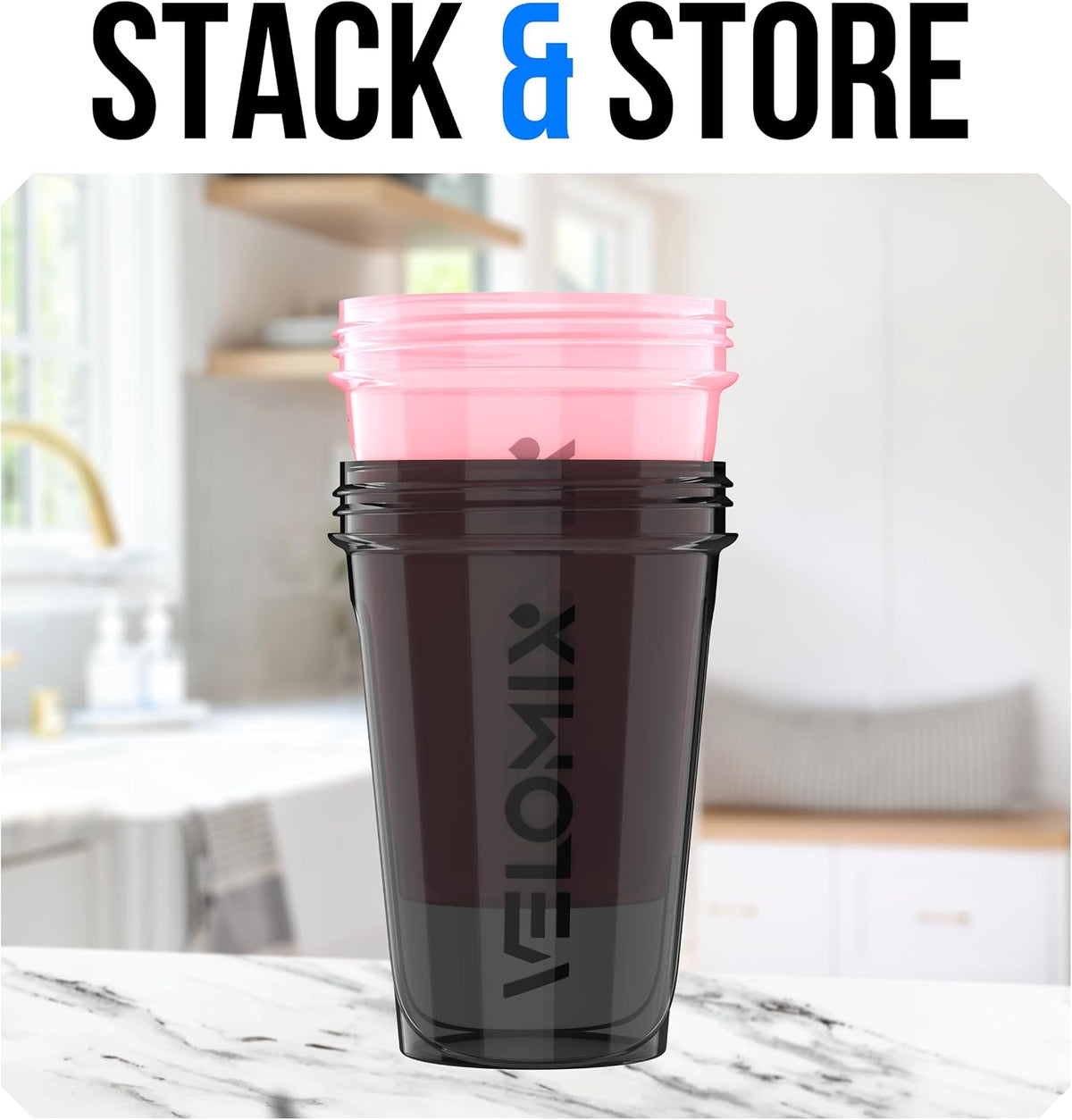 2 Pack 20oz Protein Shaker Bottle for Protein Mixes, Black/Transpar