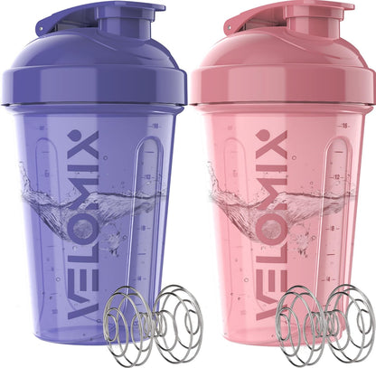 2 Pack 20oz Protein Shaker Bottle for Protein Mixes, Black/Transpar