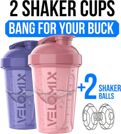 2 Pack 20oz Protein Shaker Bottle for Protein Mixes, Black/Transpar