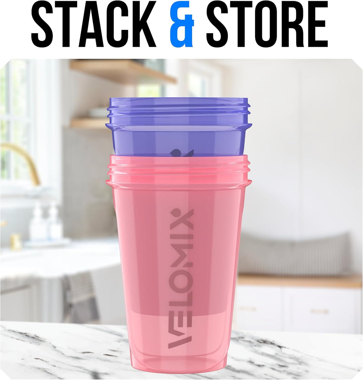 2 Pack 20oz Protein Shaker Bottle for Protein Mixes, Black/Transpar