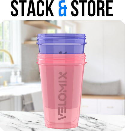 2 Pack 20oz Protein Shaker Bottle for Protein Mixes, Black/Transpar
