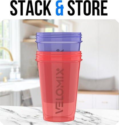 2 Pack 20oz Protein Shaker Bottle for Protein Mixes, Black/Transpar