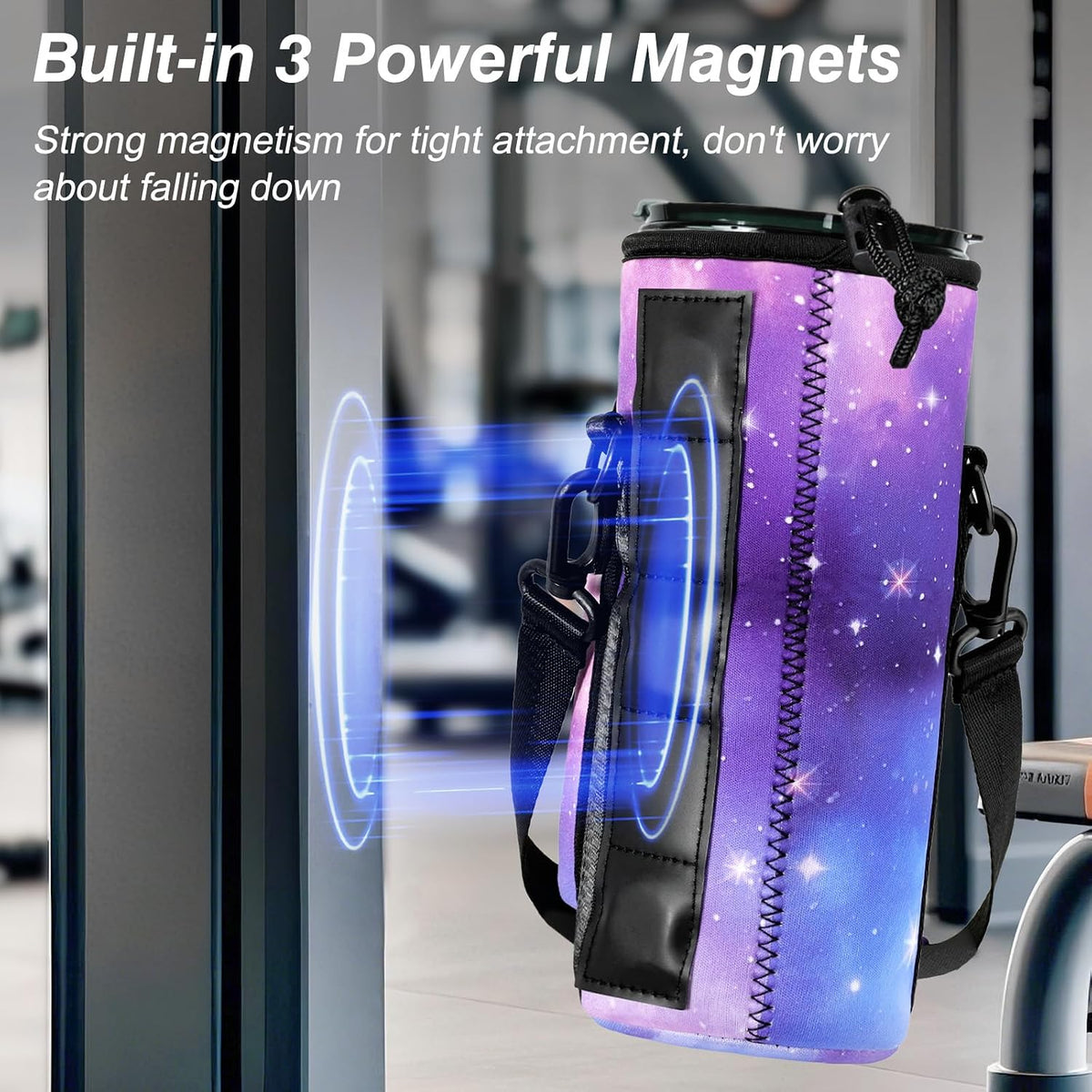 Magnetic Gym Bag, 40oz, Water Bottle Carrier Holder, Black - Colors B
