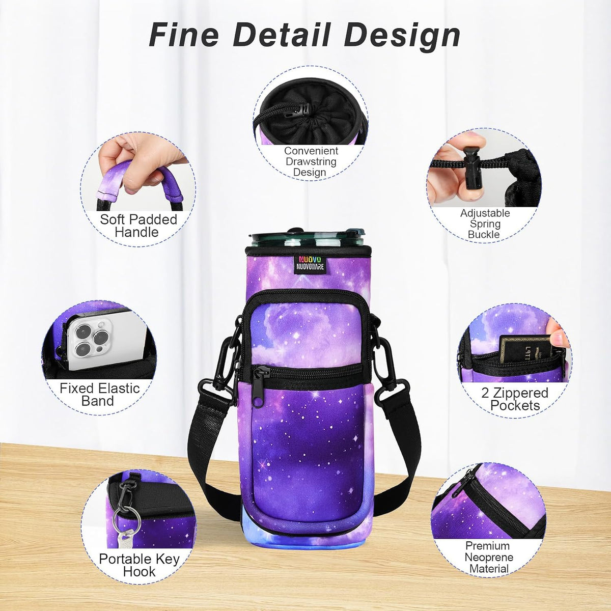 Magnetic Gym Bag, 40oz, Water Bottle Carrier Holder, Black - Colors B