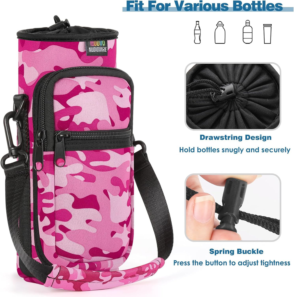 Magnetic Gym Bag, 40oz, Water Bottle Carrier Holder, Black - Colors B