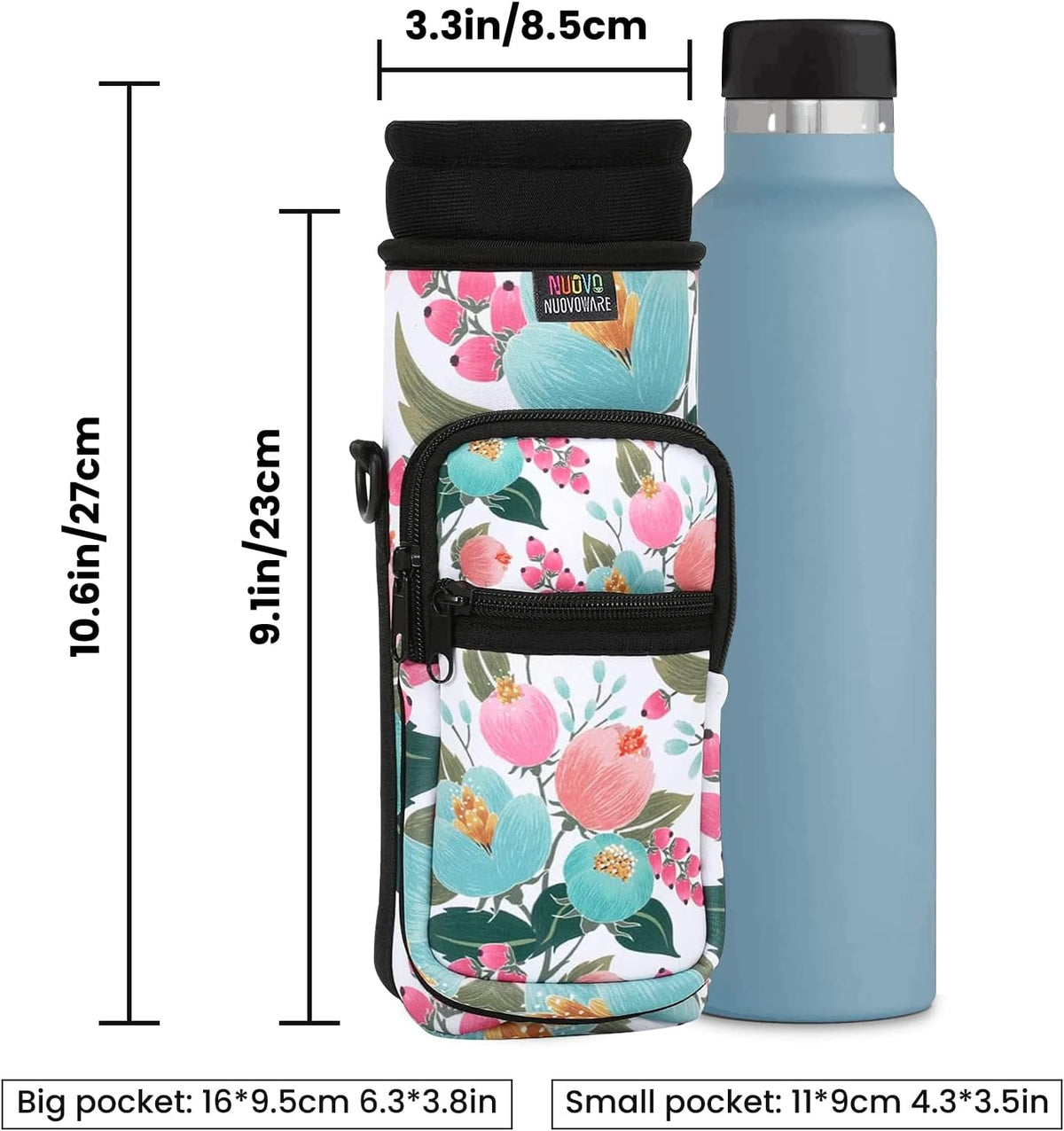 Magnetic Gym Bag, 40oz, Water Bottle Carrier Holder, Black - Colors B