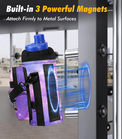 Magnetic Gym Bag, 40oz, Water Bottle Carrier Holder, Black - Colors B