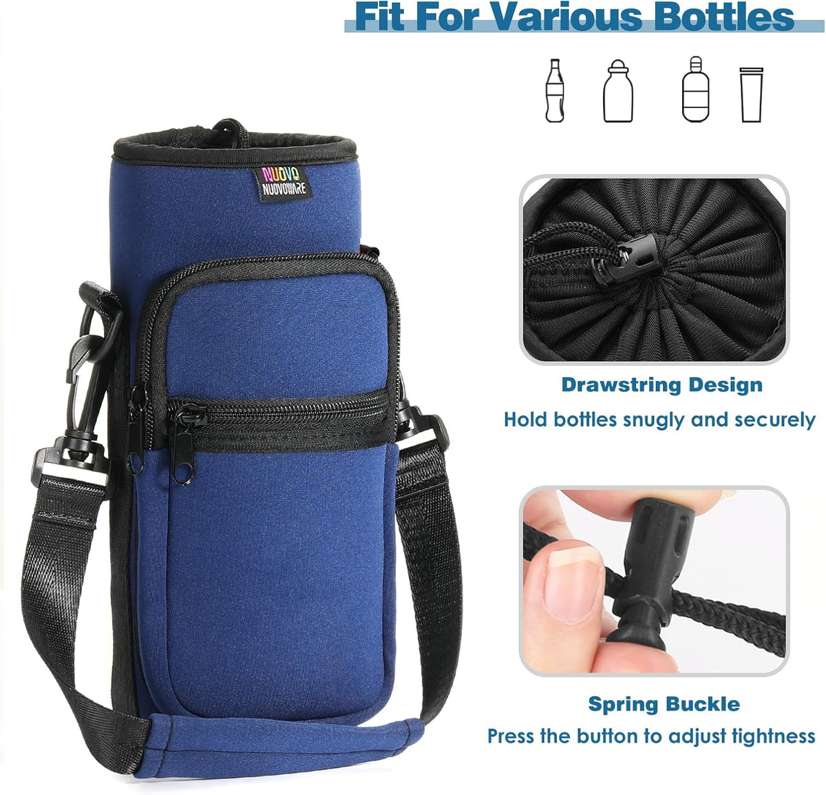 Magnetic Gym Bag, 40oz, Water Bottle Carrier Holder, Black - Colors B