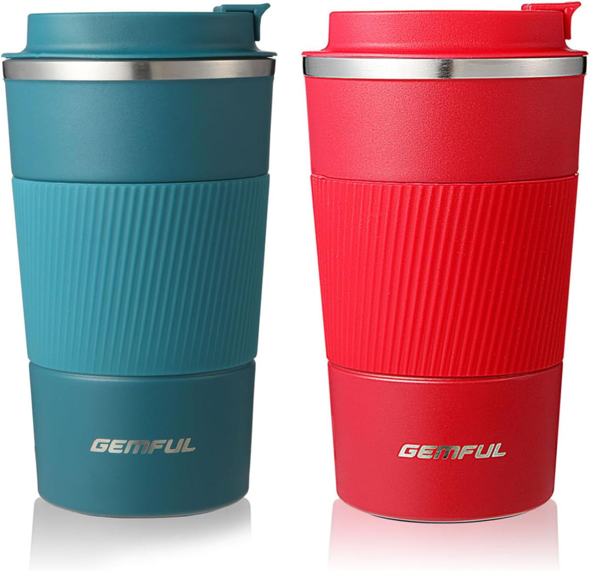 GEMFUL 17oz Coffee Travel Mug Insulated Stainless Steel Tumbler (Black)