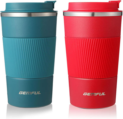 GEMFUL 17oz Coffee Travel Mug Insulated Stainless Steel Tumbler (Black)