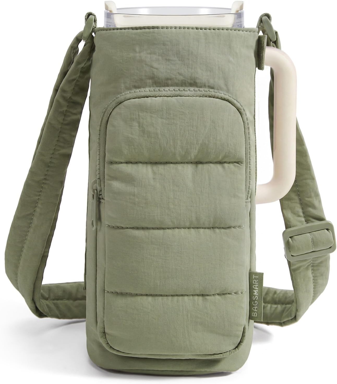 40oz Water Bottle Holder with Strap, Quilted Gym Accessories | Magnetic or Classic Design, Lightweiht Tumbler Drink Carrier, Quilted Crossbody Purse