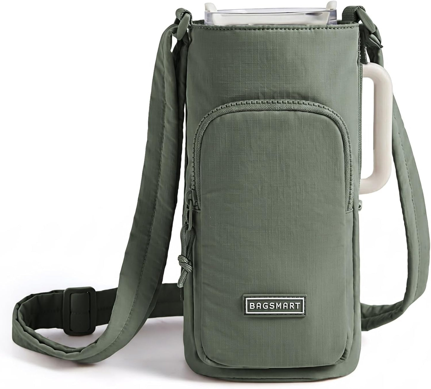 40oz Water Bottle Holder with Strap, Quilted Gym Accessories | Magnetic or Classic Design, Lightweiht Tumbler Drink Carrier, Quilted Crossbody Purse
