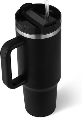 Insulated Travel Tumbler with Ergonomic Handle and Spill-Resistant Lid | Double-Wall Insulation, Hot & Cold Beverages, Fits Car Cup Holders, Reusable Design, All-Day Hydration