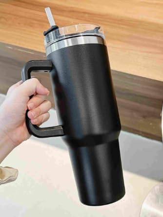 Insulated Travel Tumbler with Ergonomic Handle and Spill-Resistant Lid | Double-Wall Insulation, Hot & Cold Beverages, Fits Car Cup Holders, Reusable Design, All-Day Hydration