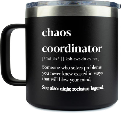 Chaos Coordinator Tumbler Mug Gifts 20 Ounce Administrative Professional Day Gifts Teacher Appreciation Gifs for Women, Gift for Co Workers Best Boss for Women