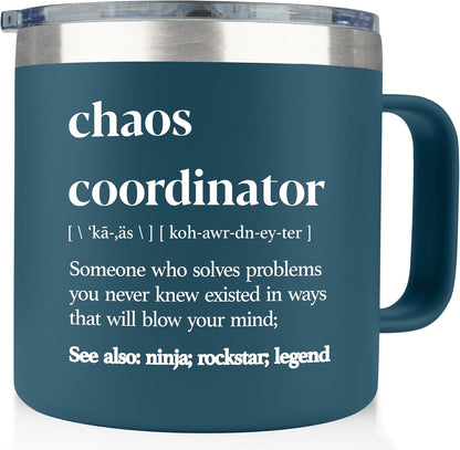 Chaos Coordinator Tumbler Mug Gifts 20 Ounce Administrative Professional Day Gifts Teacher Appreciation Gifs for Women, Gift for Co Workers Best Boss for Women
