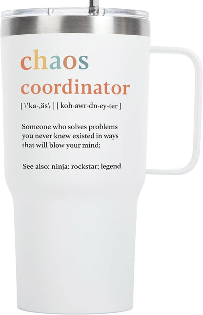 Chaos Coordinator Tumbler Mug Gifts 20 Ounce Administrative Professional Day Gifts Teacher Appreciation Gifs for Women, Gift for Co Workers Best Boss for Women