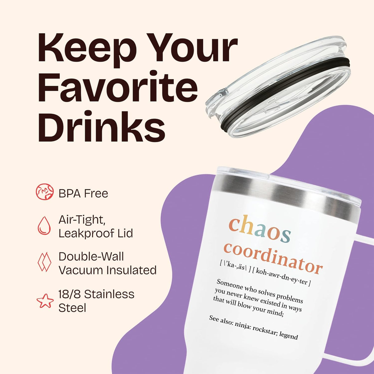 Chaos Coordinator Tumbler Mug Gifts 20 Ounce Administrative Professional Day Gifts Teacher Appreciation Gifs for Women, Gift for Co Workers Best Boss for Women
