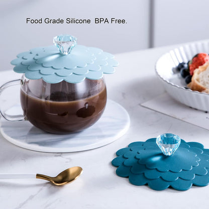 Extra Large Silicone Mug Cover - Airtight Lid for Tea, Coffee, Glass, Wine & Hot Cups, Food Grade, Anti-Dust & Bugs, White