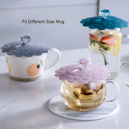 Extra Large Silicone Mug Cover - Airtight Lid for Tea, Coffee, Glass, Wine & Hot Cups, Food Grade, Anti-Dust & Bugs, White