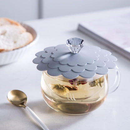 Extra Large Silicone Mug Cover - Airtight Lid for Tea, Coffee, Glass, Wine & Hot Cups, Food Grade, Anti-Dust & Bugs, White